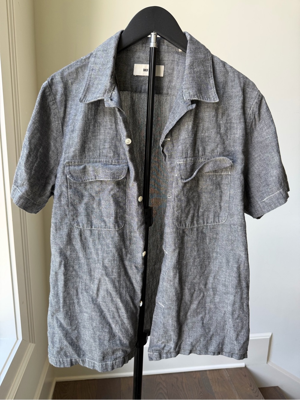 Buck Mason Short-Sleeve Button-Front Shirt Jacket - Heather Gray